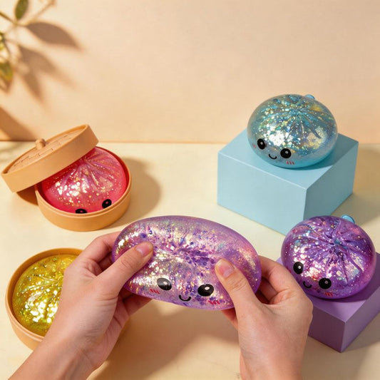 Steamed Dumpling Sparkling Glitter Maltose Squishy 8.5cm