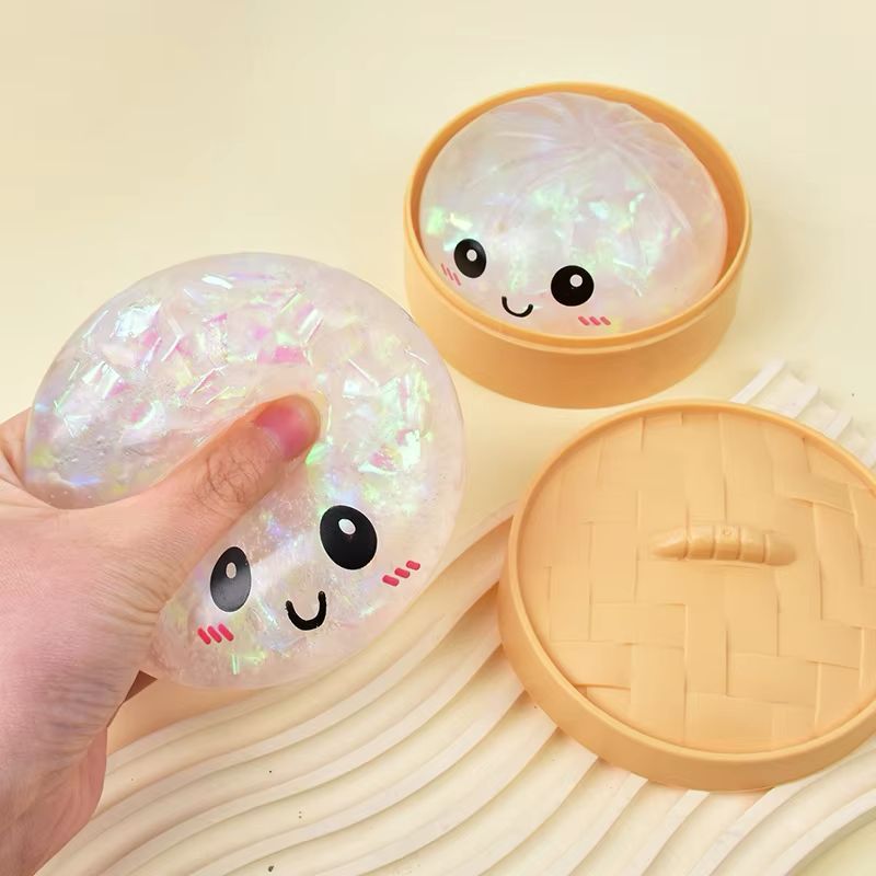 Steamed Dumpling Sparkling Glitter Maltose Squishy 8.5cm