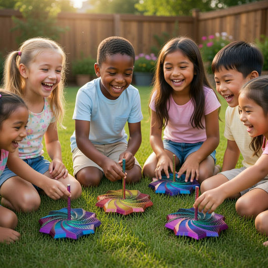 Fidget Star with Handle: Hypnotic Visual & Sound Stress Relief Spinner, 3D Printed Desk Toy