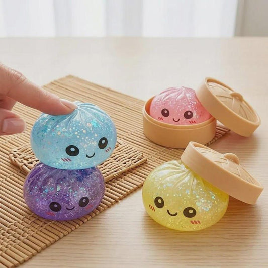 Steamed Dumpling Sparkling Glitter Maltose Squishy 5.5cm