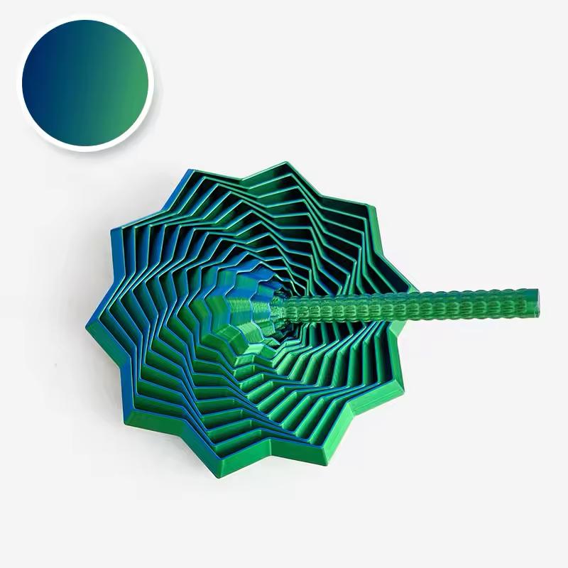 Fidget Star with Handle: Hypnotic Visual & Sound Stress Relief Spinner, 3D Printed Desk Toy