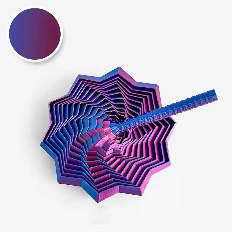 Fidget Star with Handle: Hypnotic Visual & Sound Stress Relief Spinner, 3D Printed Desk Toy