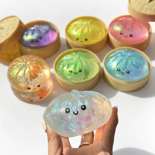 Steamed Dumpling Sparkling Glitter Maltose Squishy 8.5cm